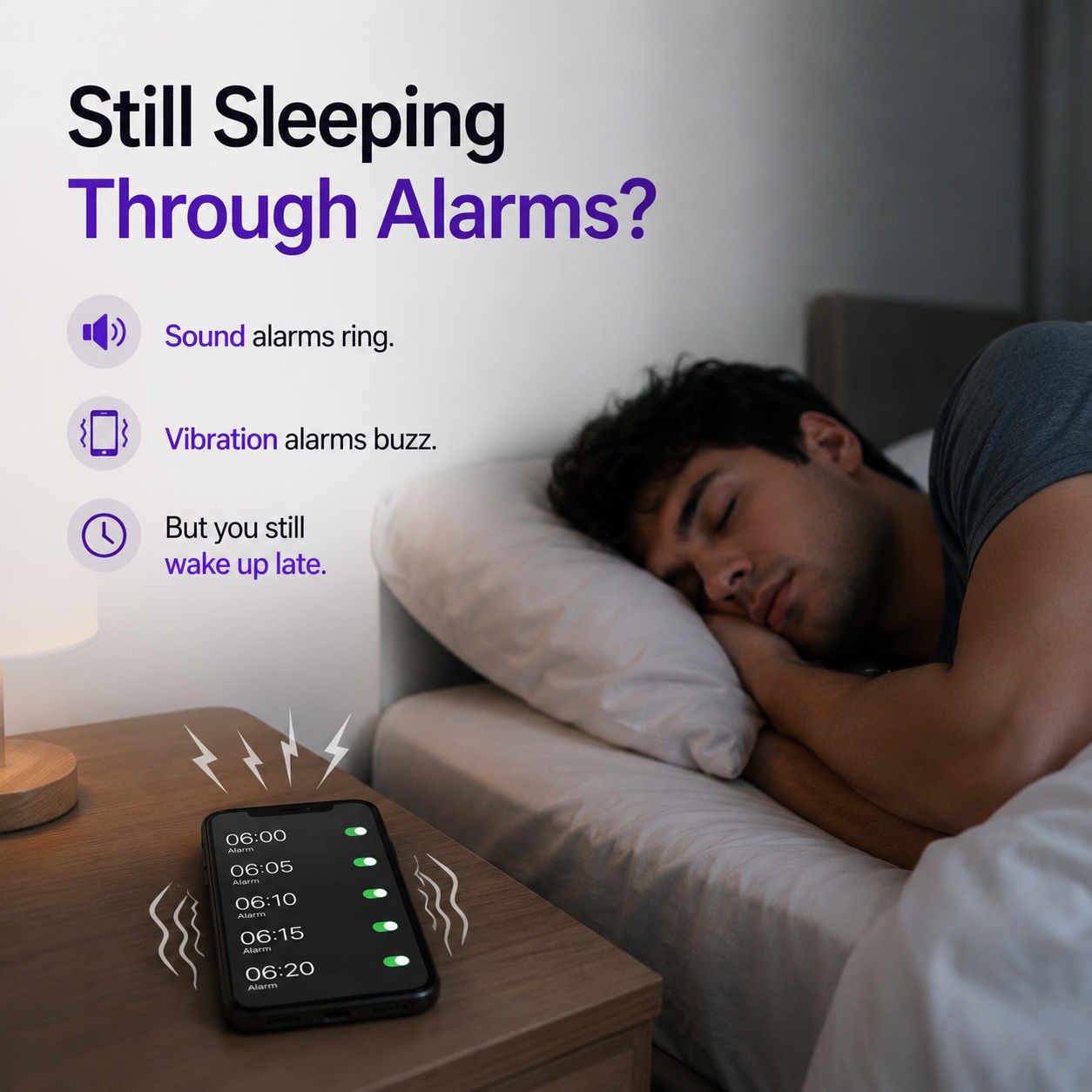 Shock alarm watch for heavy sleepers
